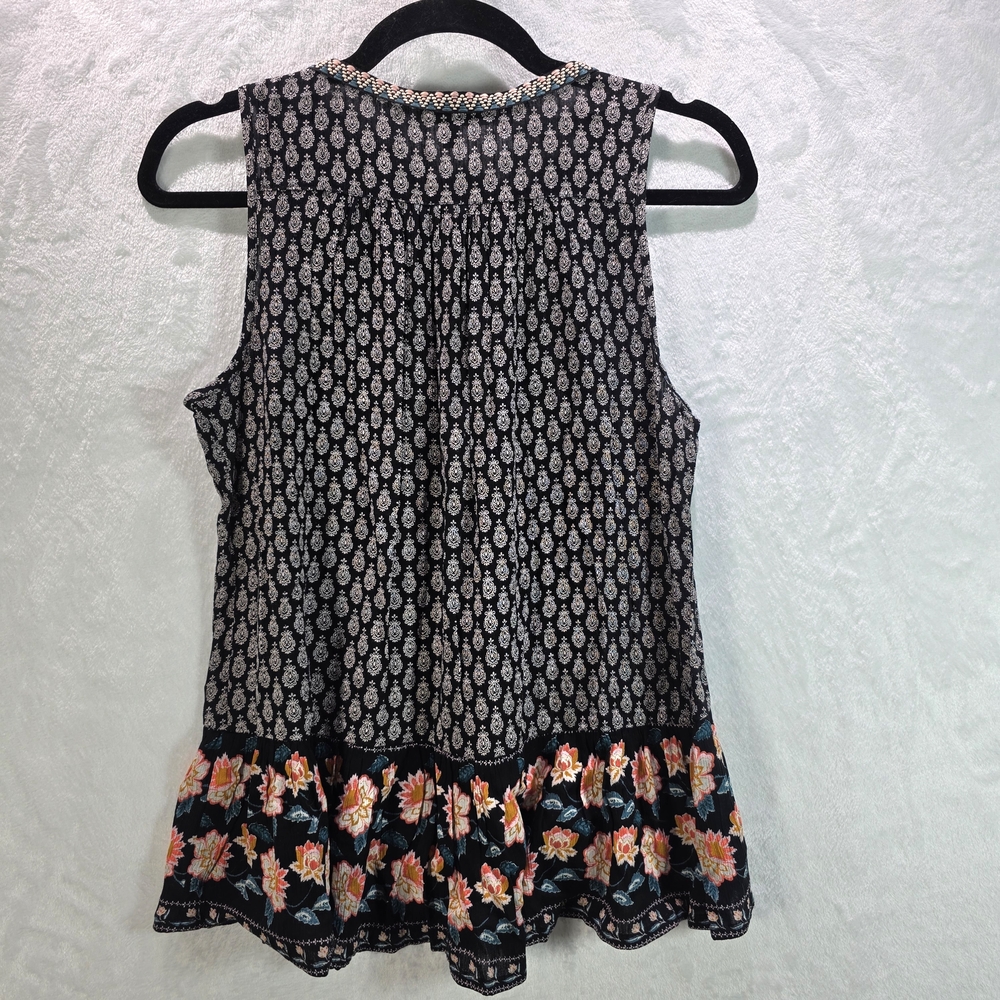 Black Floral Women's Sleeveless Top Size Small NWT - Picture 2 of 4
